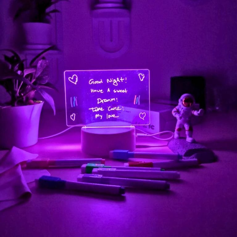 RGB LED Noteboard Lamp with 7 color pen, multi-color desk light with writing surface