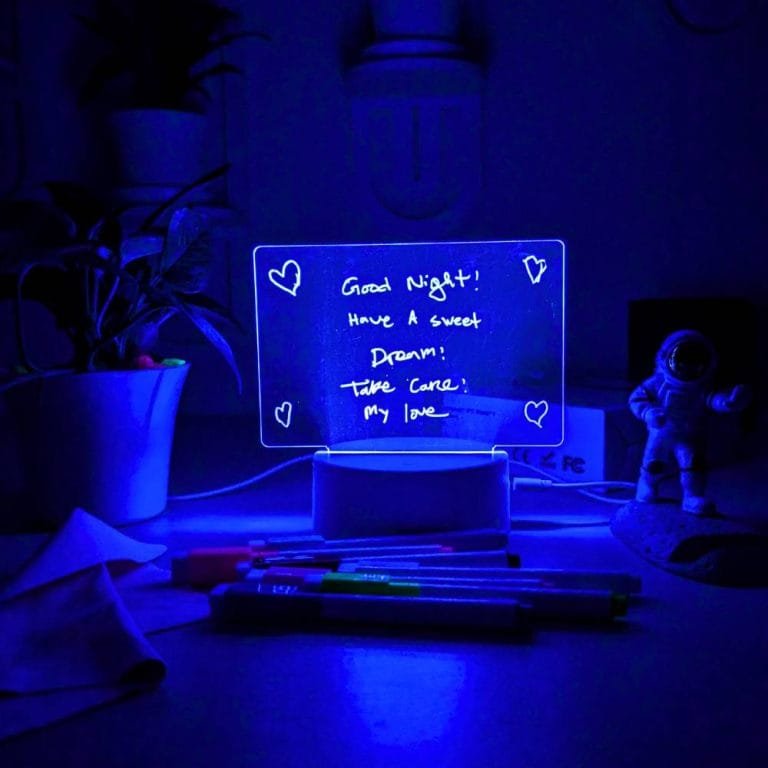 RGB LED Noteboard Lamp with 7 color pen, multi-color desk light with writing surface