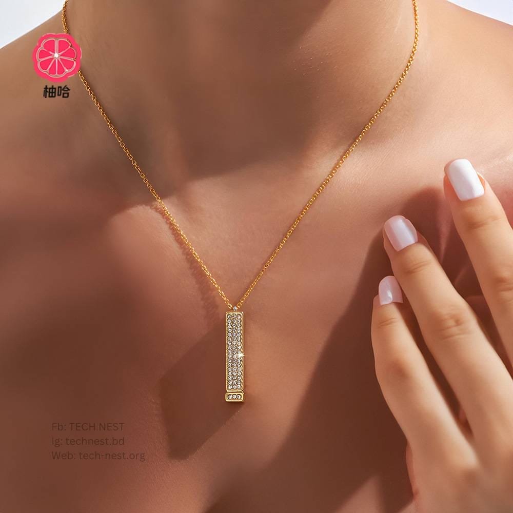 Rose Gold Plated Pendant Necklace with I Love You Text - 4