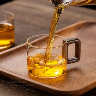 Heat Resistant Glass Tea Cup | Wooden Handle | Transparent