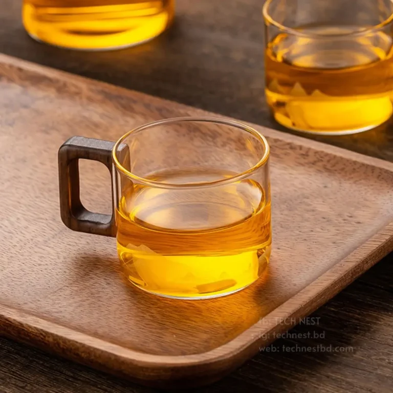 Heat Resistant Glass Tea Cup Wood Handle-2