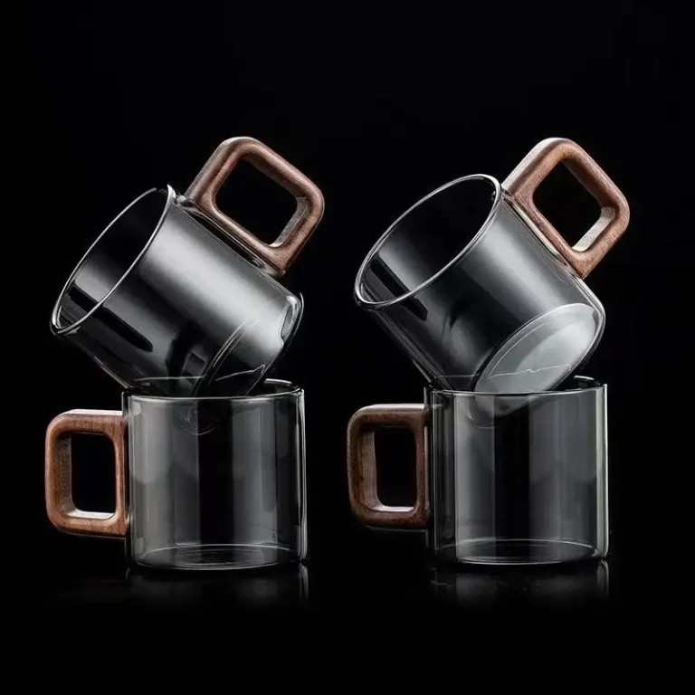 Heat Resistant Glass Tea Cup Wood Handle-4